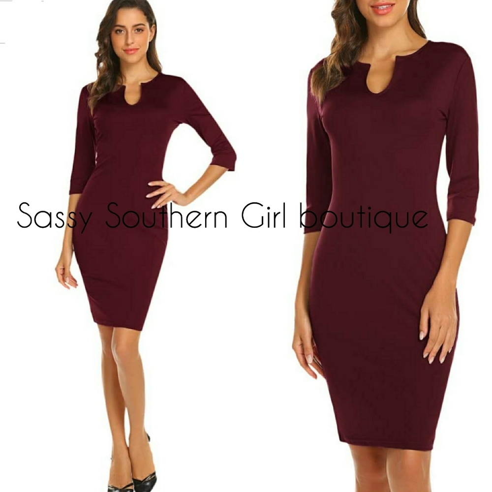 ⭐🆕 Burgundy red pencil dress